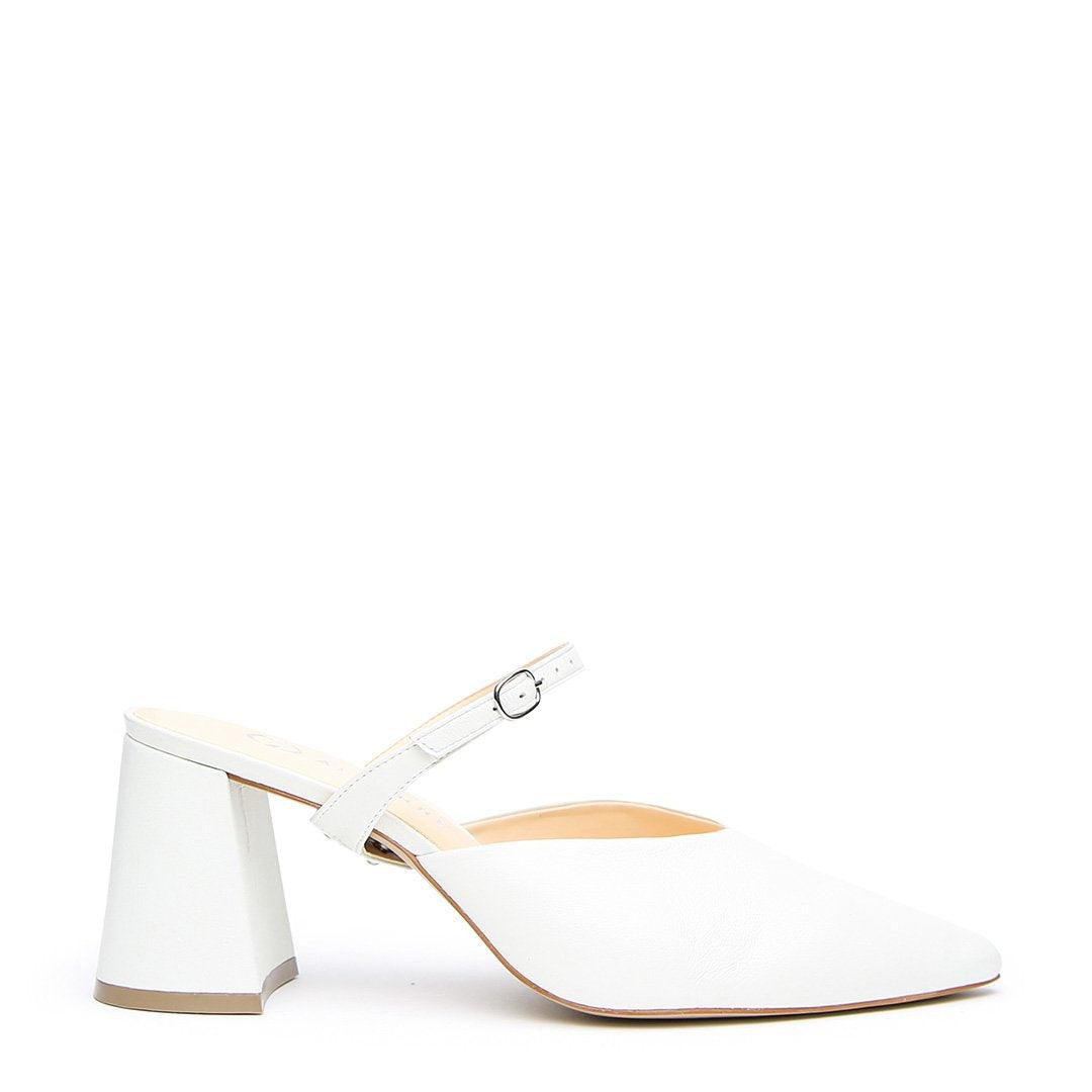 White V Mule + Twiggy Strap - Customizable Mules  | Alterre Interchangeable Mule - Sustainable Footwear & Ethical Shoes